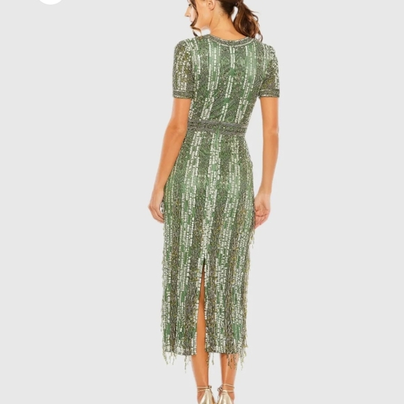 Mac Duggal Green Crystal Fringe Dress ✨💚 - Picture 3 of 3